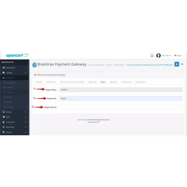 Braintree Payment Gateway PRO for OpenCart (support v. 3.*-4.*)