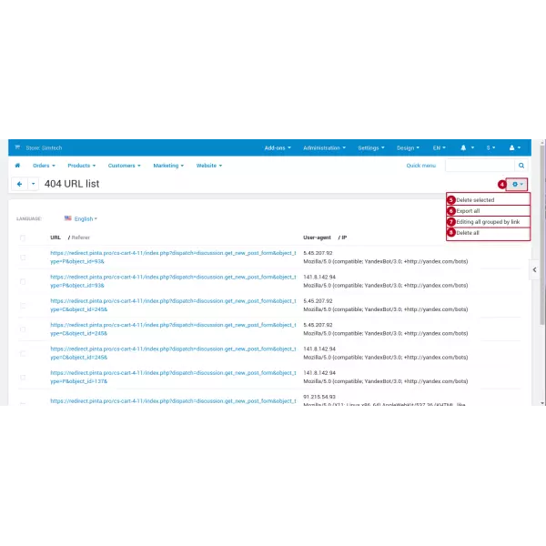 Redirect URLs Manager - 301, 302, 307 and 404 SEO optimizer for CS-cart