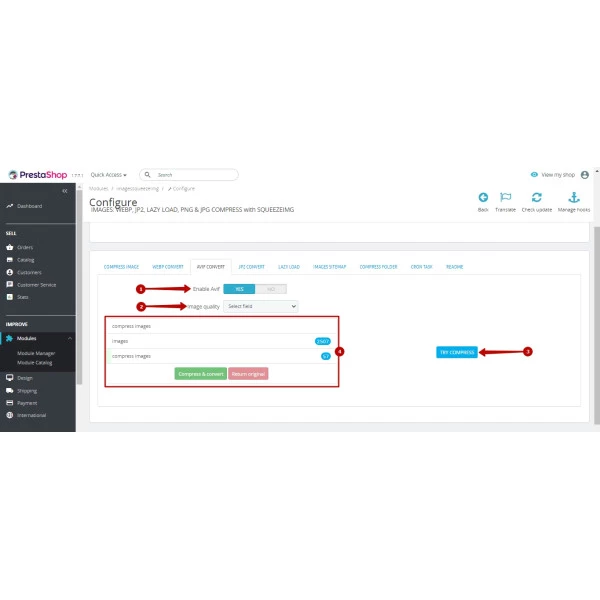 Image Compress with Squeezeimg for PrestaShop