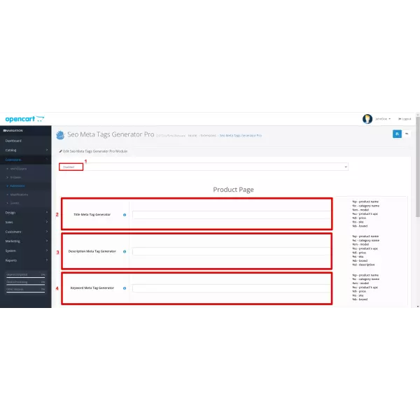 SEO Meta Tags Generator Pro for OpenCart 1.5-4.x