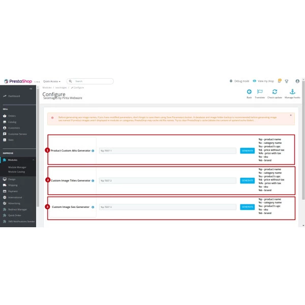 SEO Images Generator - Alt, Title, File Name for PrestaShop (v. 1.6-1.7*)