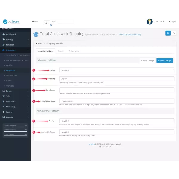 Total Costs with Shipping for OpenCart (v. 1.5*-4.*)