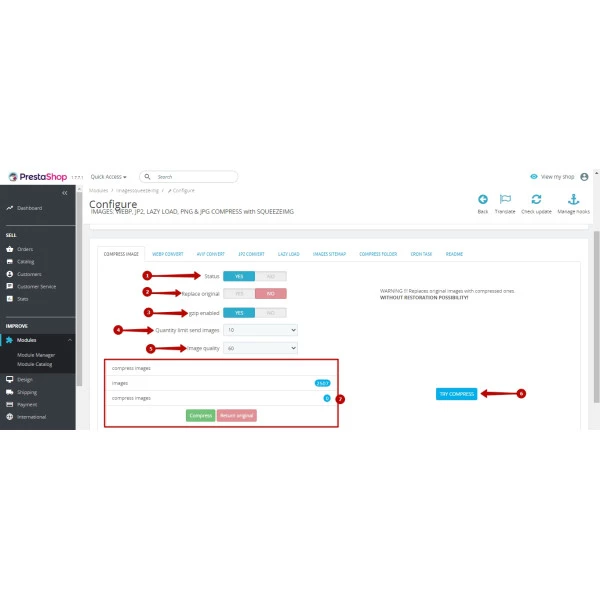 Image Compress with Squeezeimg for PrestaShop