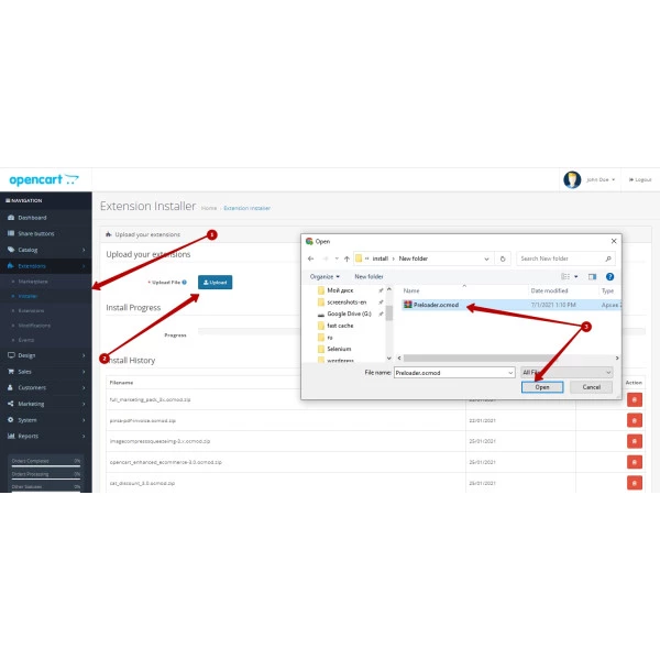 Page Preloader - Display Progress Bar (Animated Loader)  for OpenCart v. 2.*-4.*