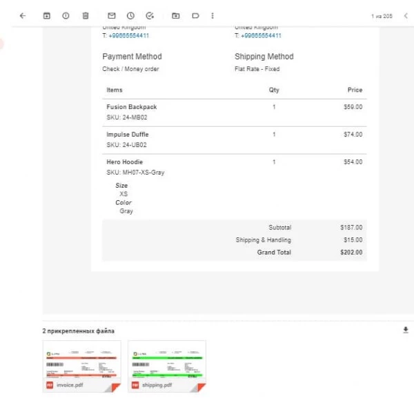 PDF Invoice to Order - Attach to Email for Magento (v. 2.3-2.4)