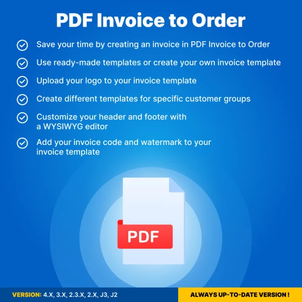 PDF Invoice to Order - Attach to Email for OpenCart (v. 1.5*-4.*)