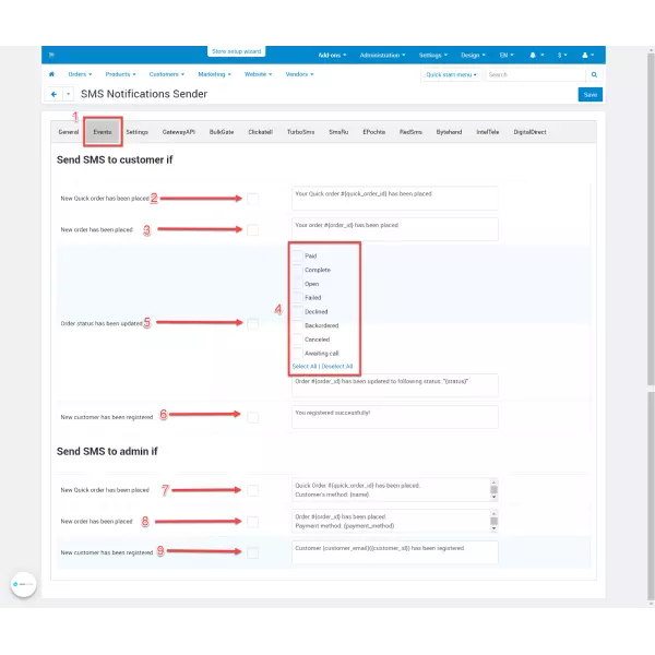 SMS Notifications Sender for CS-Cart