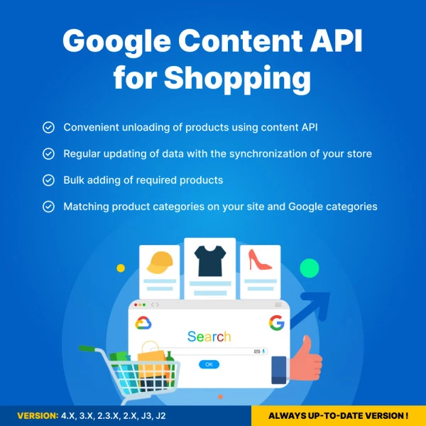 Google Content API for Shopping - Add your products to the Merchant Center for OpenCart (v. 2.3*-4.*)