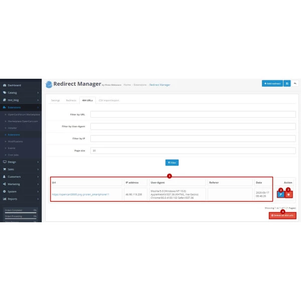 Redirect URLs Manager - 301, 302, 307 and 404 SEO optimizer for OpenCart (v. 1.5*-4.*)