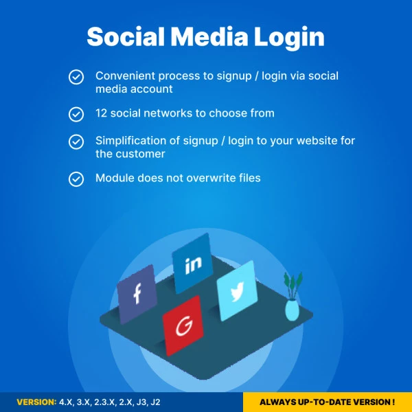 Social Media Login (Google / Facebook / LinkedIn / Twitter / Yahoo / etc.) for OpenCart v. 2.*-3.*-4.*