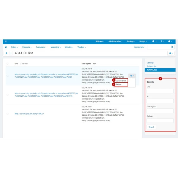 Redirect URLs Manager - 301, 302, 307 and 404 SEO optimizer for CS-cart