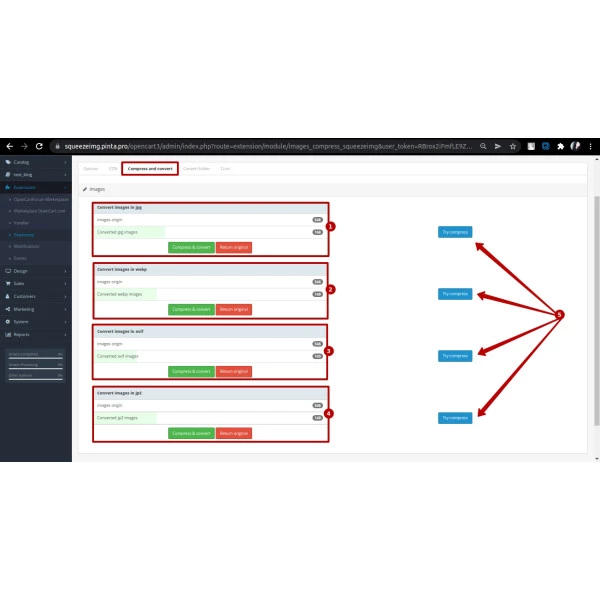Image Compress with Squeezeimg for OpenCart  (v. 1.5*-4.*)