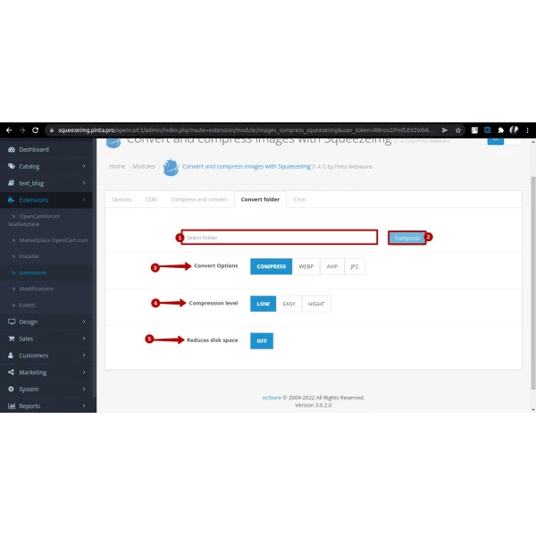 Image Compress with Squeezeimg for OpenCart  (v. 1.5*-4.*)