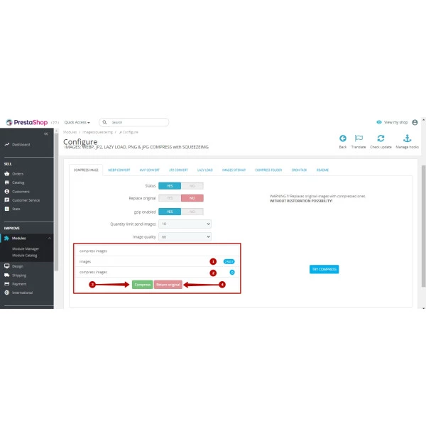 Image Compress with Squeezeimg for PrestaShop