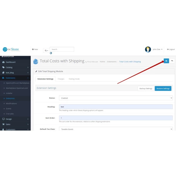 Total Costs with Shipping for OpenCart (v. 1.5*-4.*)