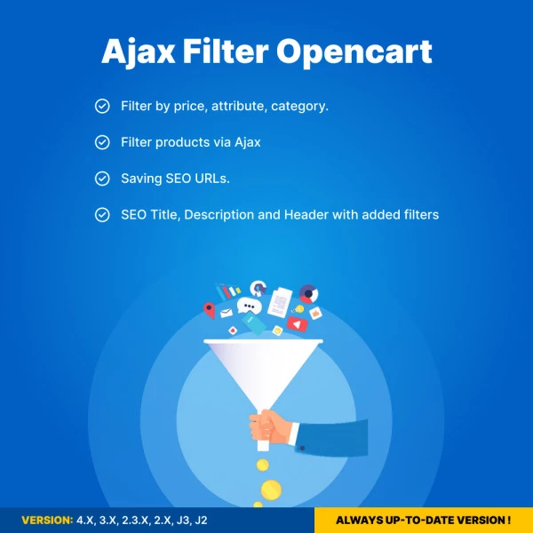 Ajax Filter with Seo Links (by attributes, options, brands,price, etc) for OpenCart (v. 1.5*-4.*)