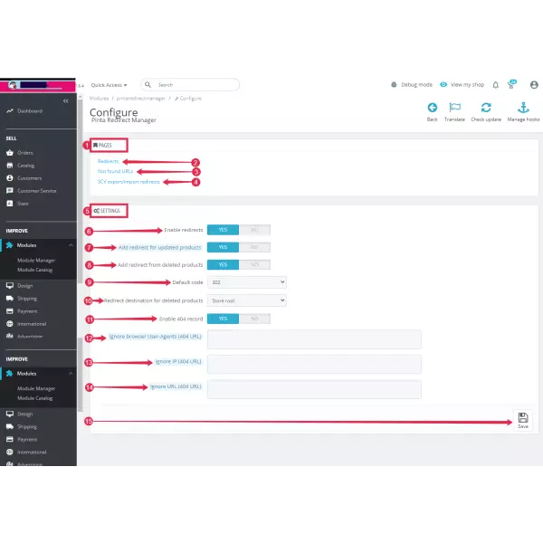 Redirect URLs Manager - 301, 302, 307 and 404 SEO optimizer for PrestaShop