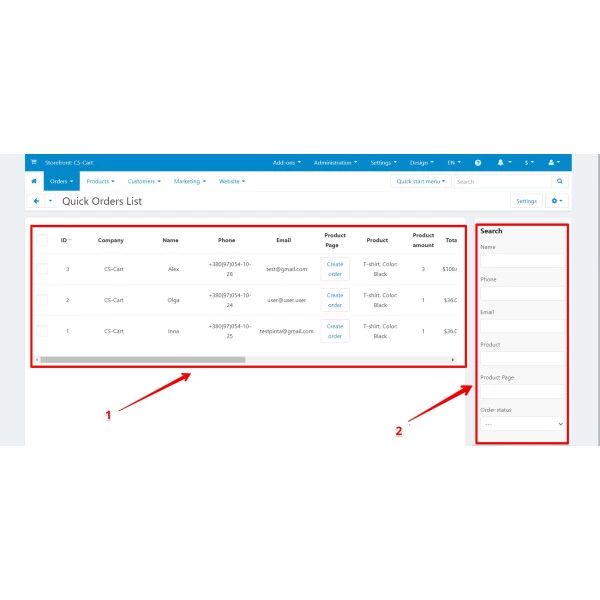 Quick Order Form - Easy Buy in one click for CS-cart