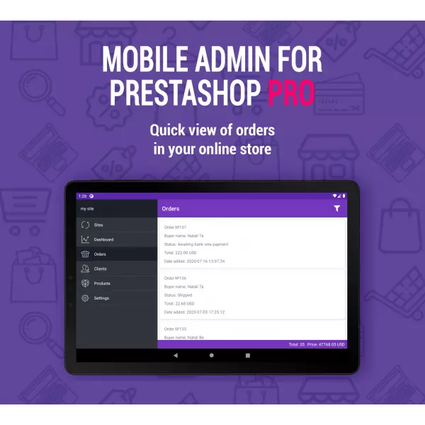 Mobile Admin PRO for PrestaShop 1.6-8.*